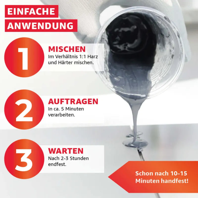 Everglue 2K 5-Minuten-Epoxy Epoxidharz Metallkleber Flüssigmetall 200g Dosierflaschen 1:1