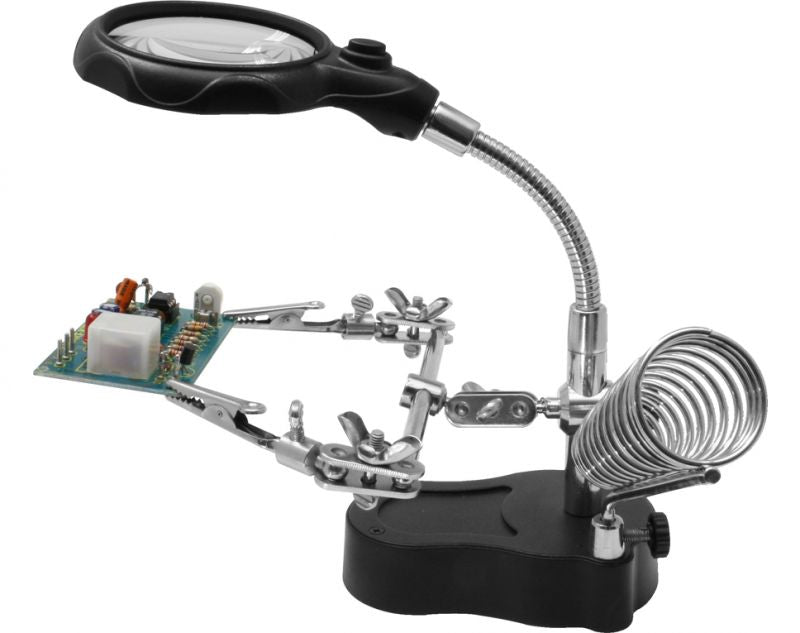 Donau. "HH3 - Helping Hand mit LED-Licht + Lupe"