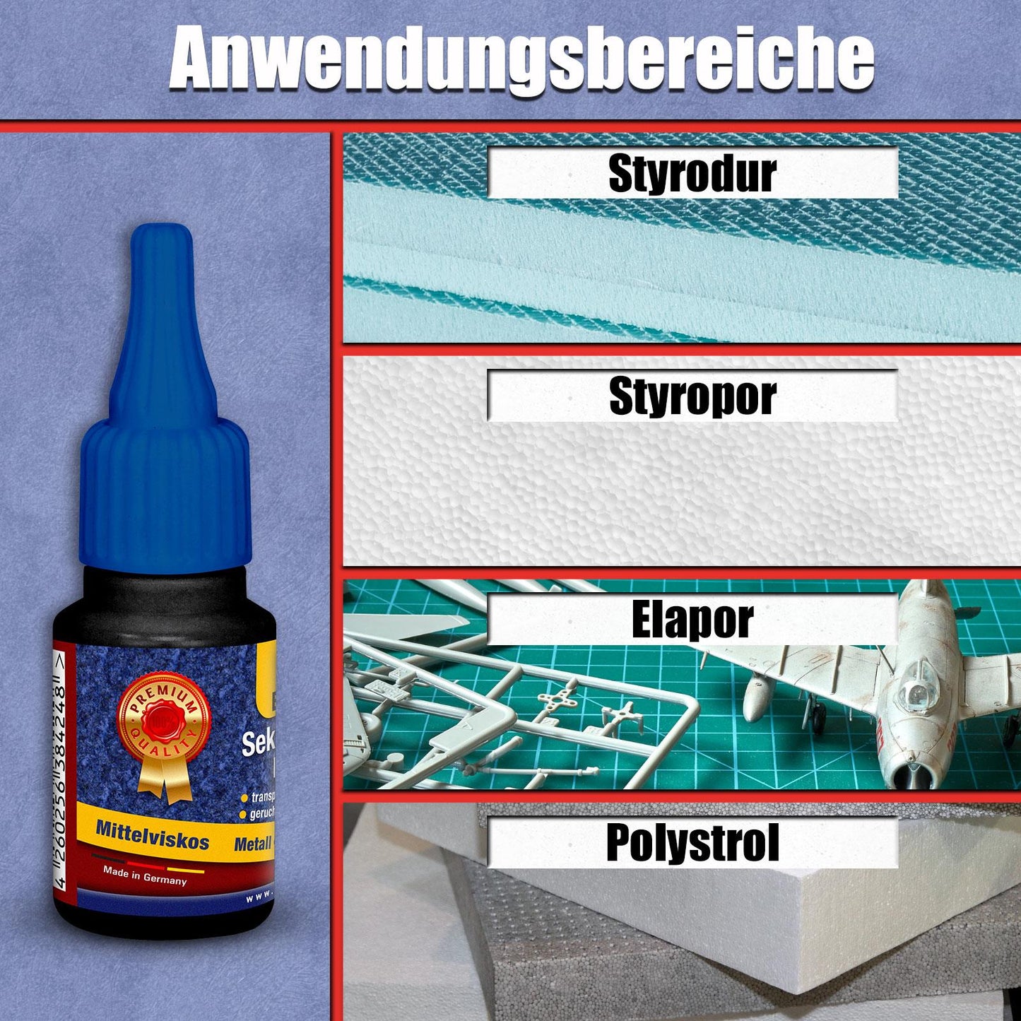 Everglue Sekundenkleber Cyanacrylat für Metall Plastik Styropor®