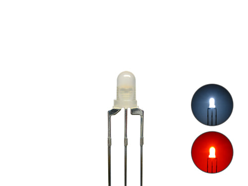 LED DUO Bi-Color LED 3 mm diffus 3pin Anode kaltweiß / rot 511