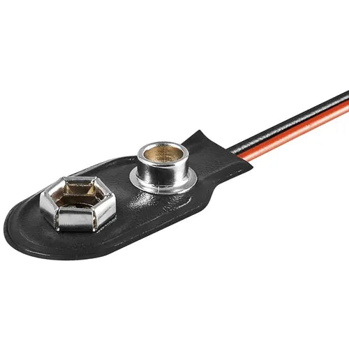 9V-Batterie-Clip mit rotem und schwarzem Kabel