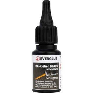 Everglue Sekundenkleber schwarz schlagfest mittelflüssig 20g Dosierflasche
